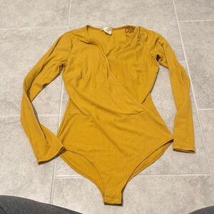 Mustard Yellow Women’s Long Sleeve Bodysuit